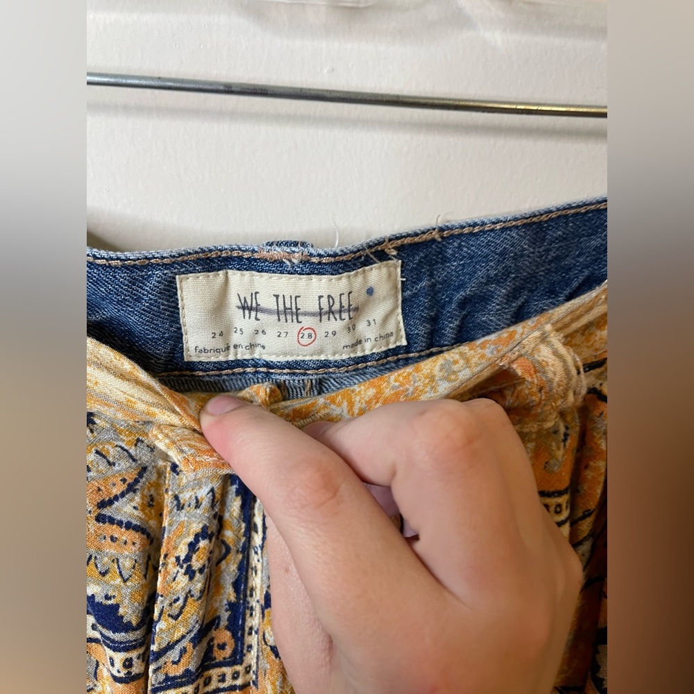 Free People x We The Free Coming and Going Wide Leg Paisley Mixed Media Jeans - Picture 3 of 8